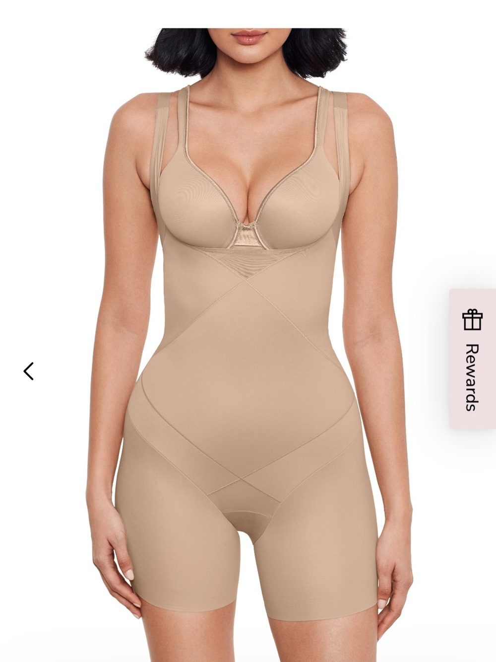 Cupid  Warm Beige Open-Bust Mid-Thigh Shaping Bodysuit